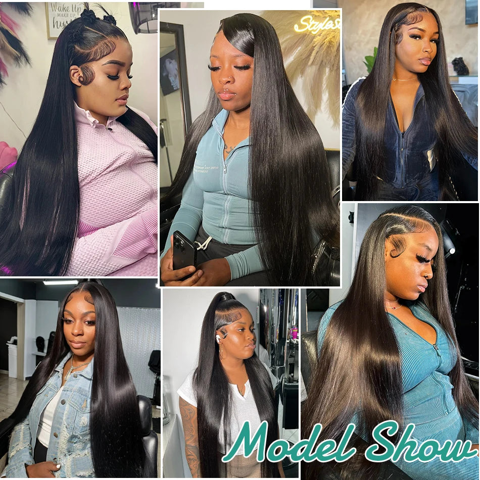 250 Density Brazilian 30 40 Inch Bone Straight 13x4 HD Lace Front Human Hair Wigs 13x6 Lace Frontal wig 5x5 Glueless Closure Wig