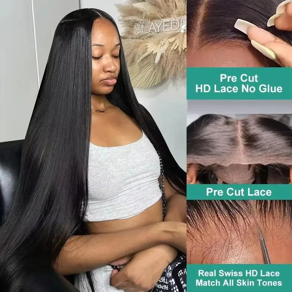 250 Density Brazilian 30 40 Inch Bone Straight 13x4 HD Lace Front Human Hair Wigs 13x6 Lace Frontal wig 5x5 Glueless Closure Wig