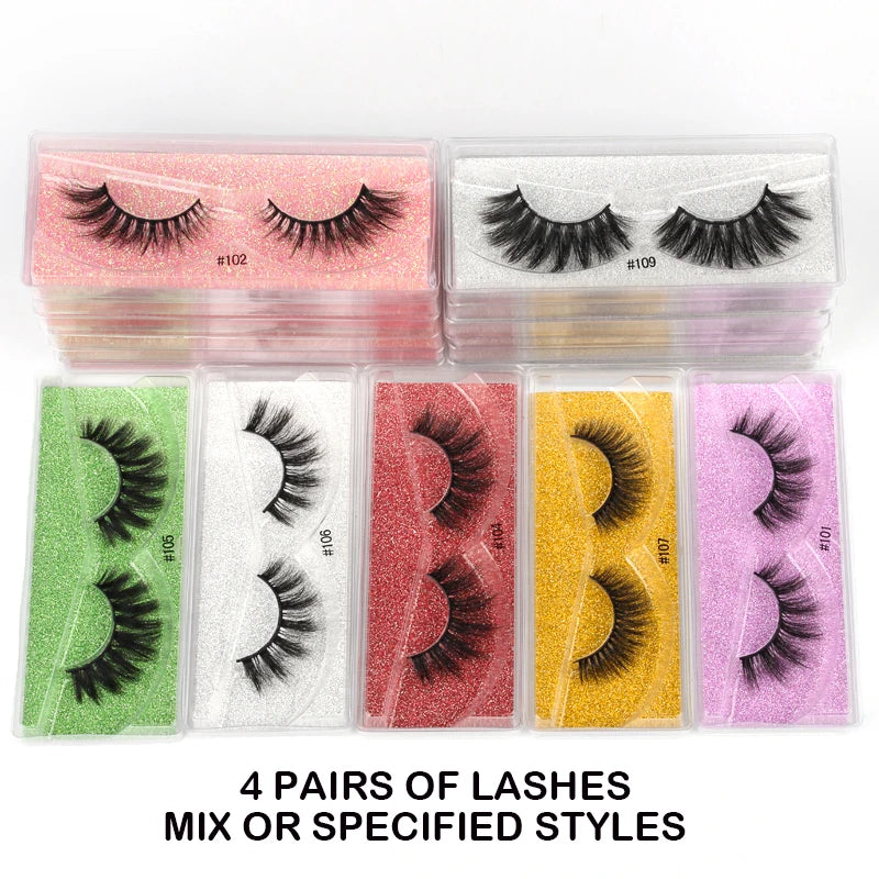 Mink Eyelashes False Fluffy Lashes Bulk Fake Eyelashes Package Natural Eyelash Bulk Wholesale Eye Lashes mink