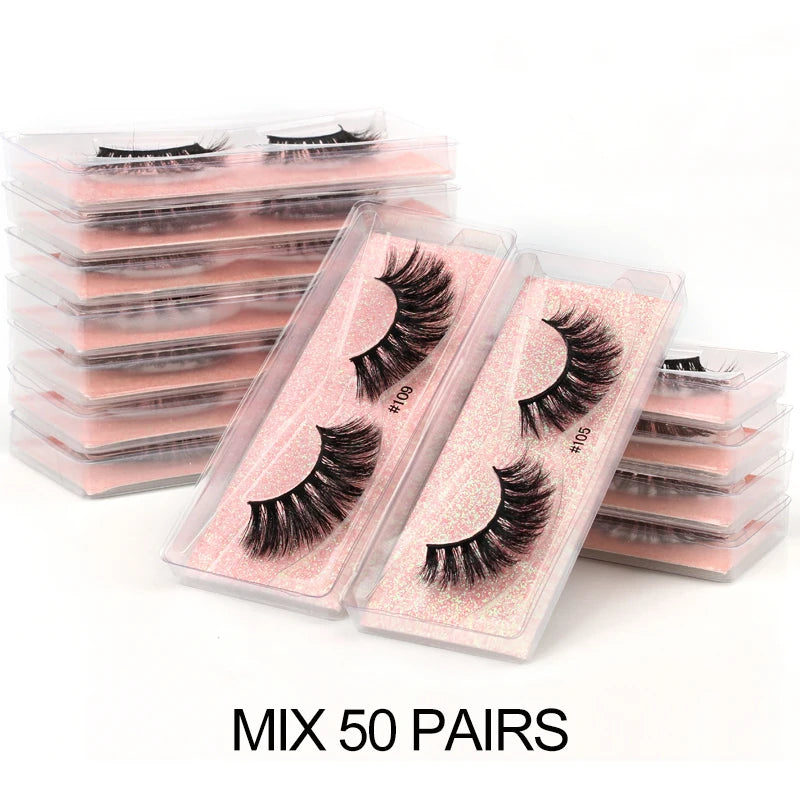 Mink Eyelashes False Fluffy Lashes Bulk Fake Eyelashes Package Natural Eyelash Bulk Wholesale Eye Lashes mink