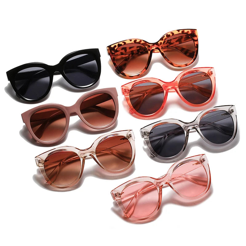 Fashion Round Sunglasses Gradient Lens Eyewear Shade Retro Square Decor Acrylic Sun Glasses UV400