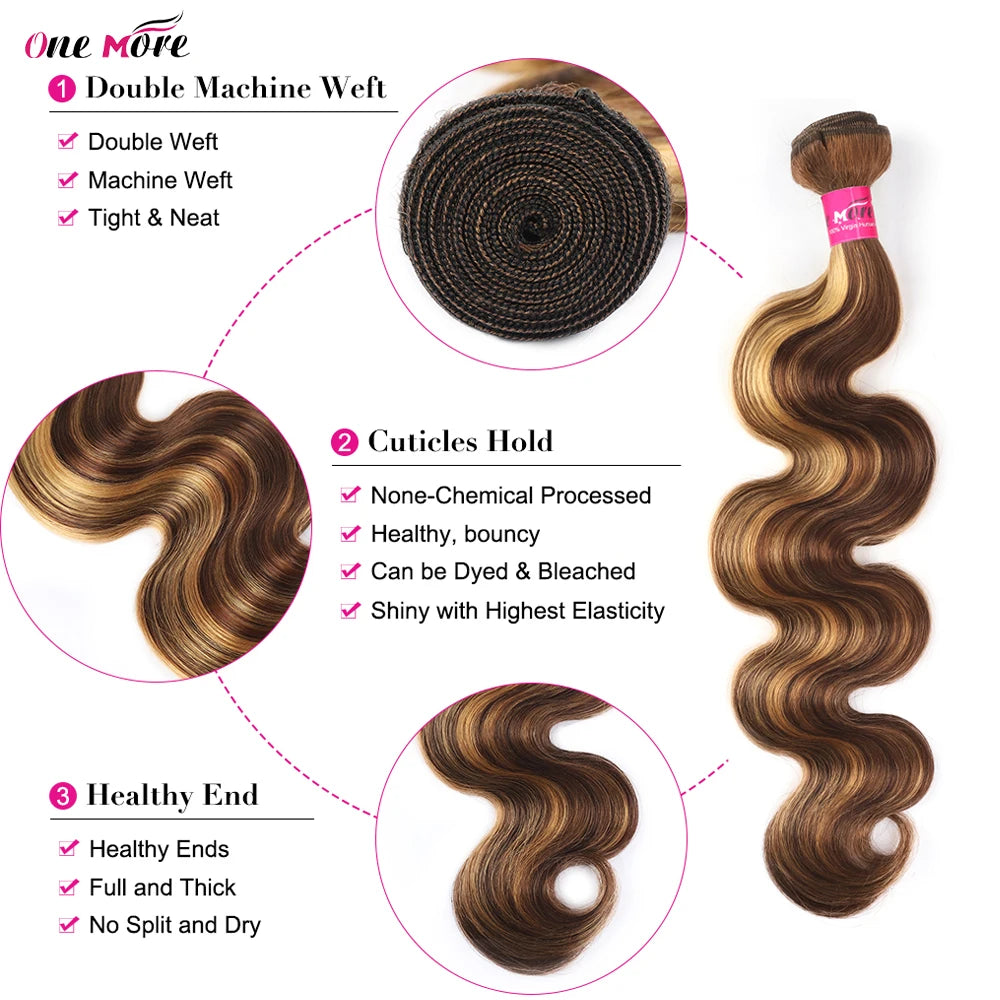 5x5 Closure With Bundles Honey Blonde Body Wave Bundles With Closure Ombre Colored Highlight Human Hair Bundles With Closure