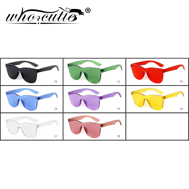 Brand Design Rimless Sunglasses Frameless Square Frame Colorful Lens Tint Sun Glasses