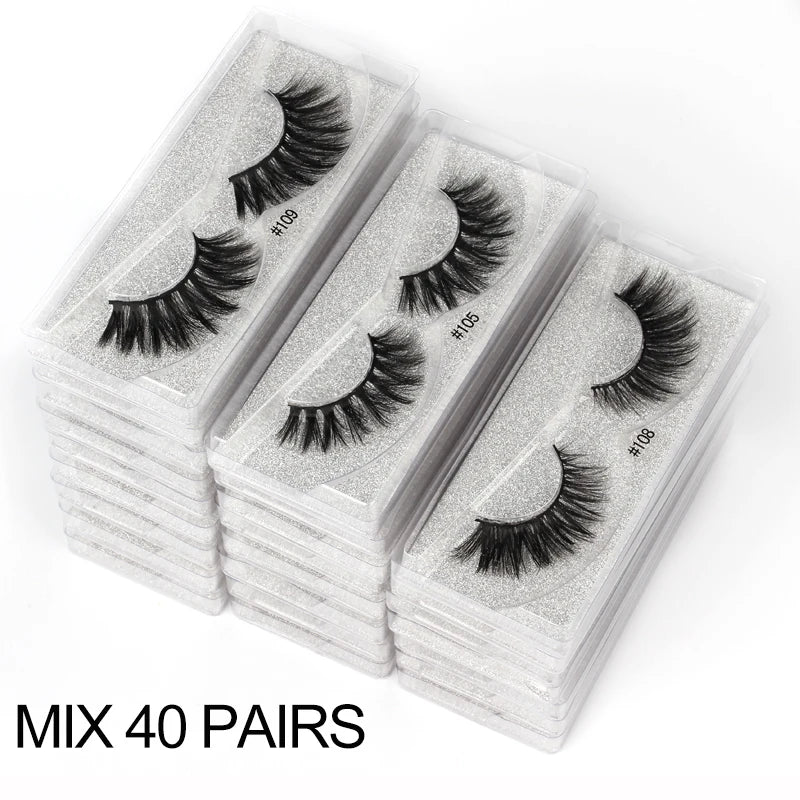 Mink Eyelashes False Fluffy Lashes Bulk Fake Eyelashes Package Natural Eyelash Bulk Wholesale Eye Lashes mink