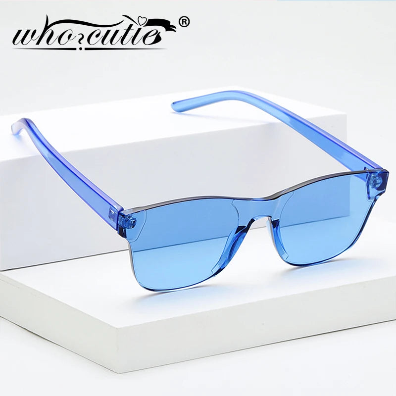 Brand Design Rimless Sunglasses Frameless Square Frame Colorful Lens Tint Sun Glasses