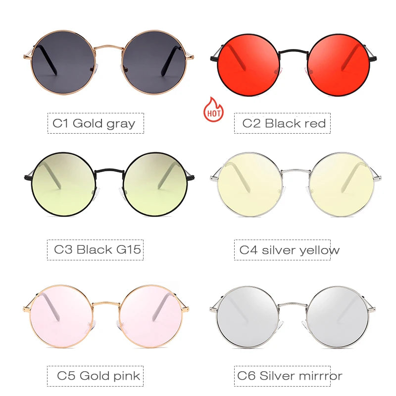 Small Retro Round Sunglasses Brand Design Vintage Sun Glasses