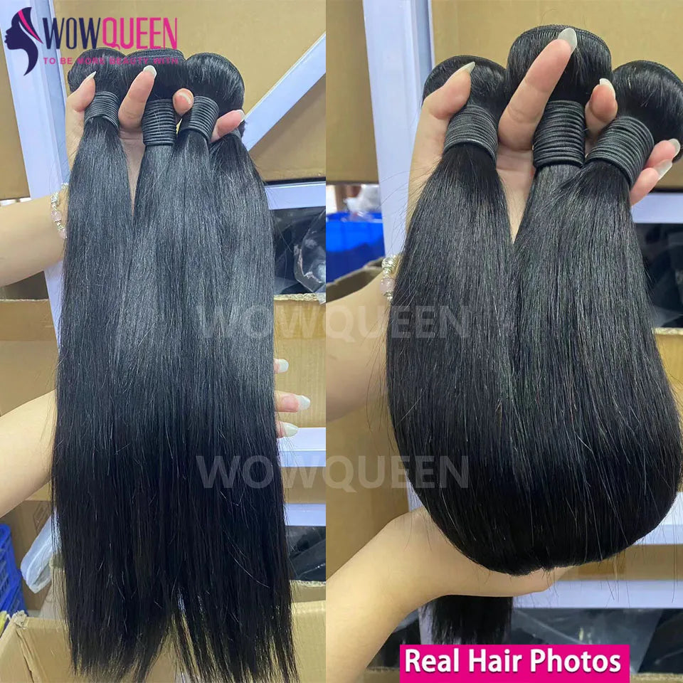 Straight Human Hair Bundles with Closure 2x6 4x4 Raw Brazilian Hair Extensions Weave 3 4 Bundles with 13x4 Transparent Frontal