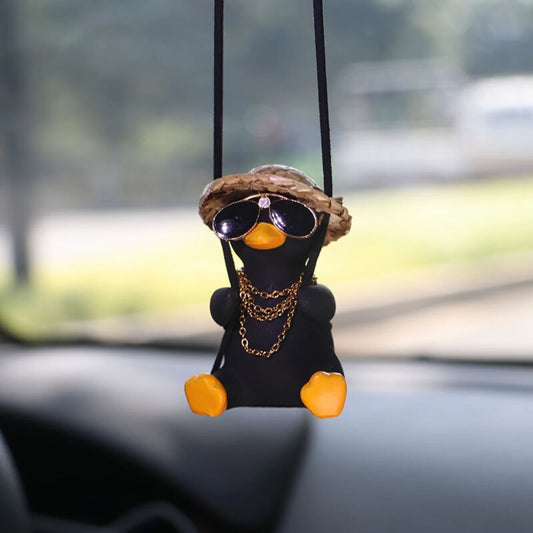 Playful and Adorable Fun Duck Car Charm Hanging Ornament - Coolity Swinging Design - 1pc of Cute Car Accessories for Teens