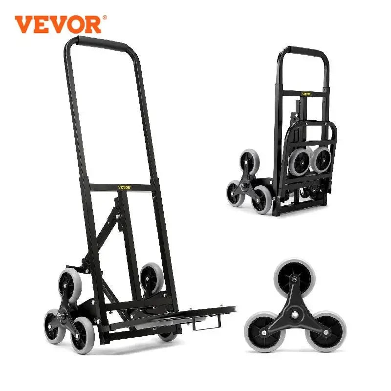 VEVOR 375lbs Stair Climbing Cart Foldable Dolly with Adjustable Handle Hand Truck 10 Wheels All Terrain Cart for Transport Goods