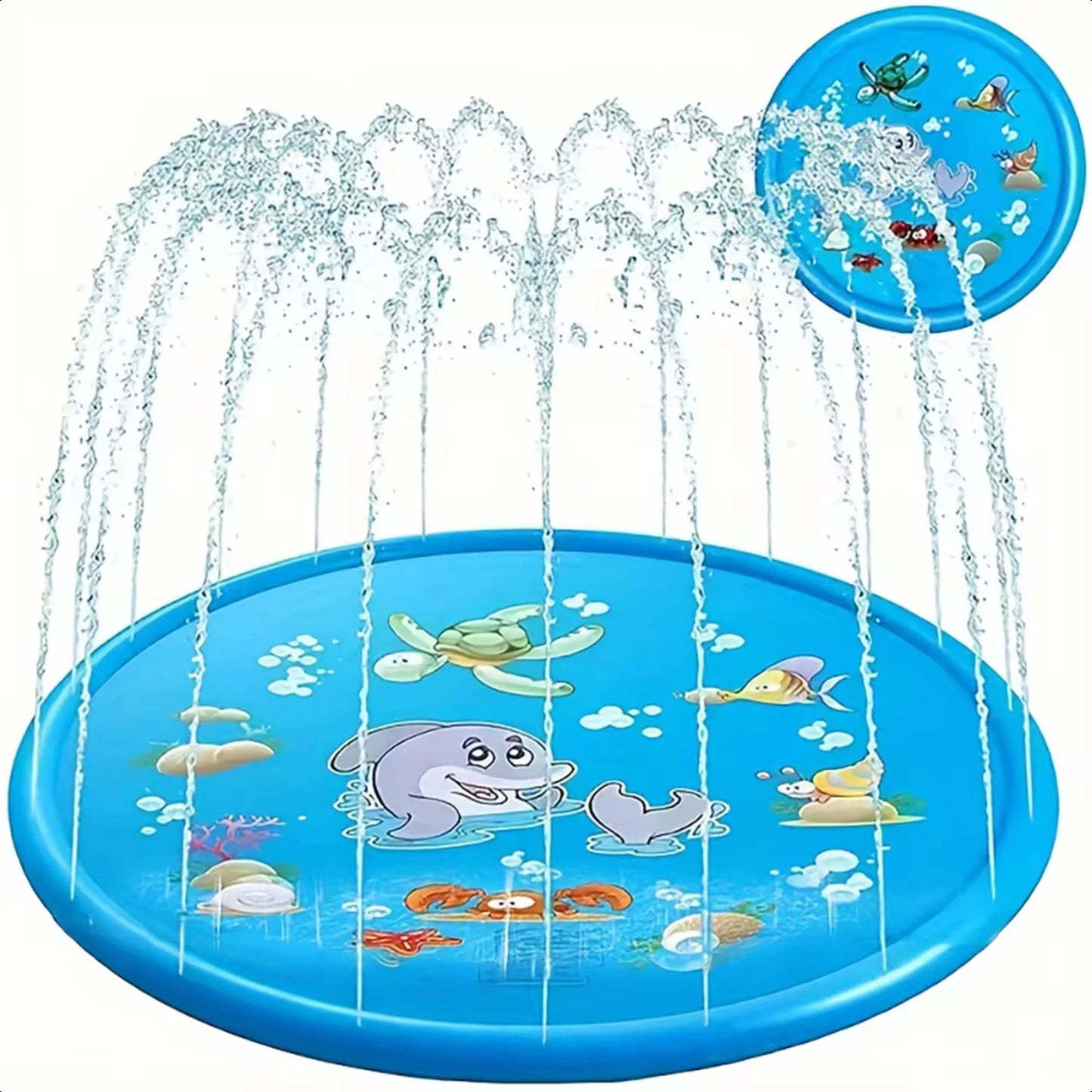 1pc Summer outdoor water game toy dolphin spray mat round sprinkler mat, outdoor spray mat, and PVC inflatable splash pad