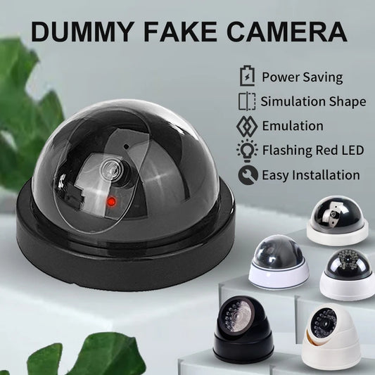 1PC Dummy Fake Camera with LED Red Light, Battery Operated, No Wiring Required, Indoor Outdoor Fake Dome Security Camera