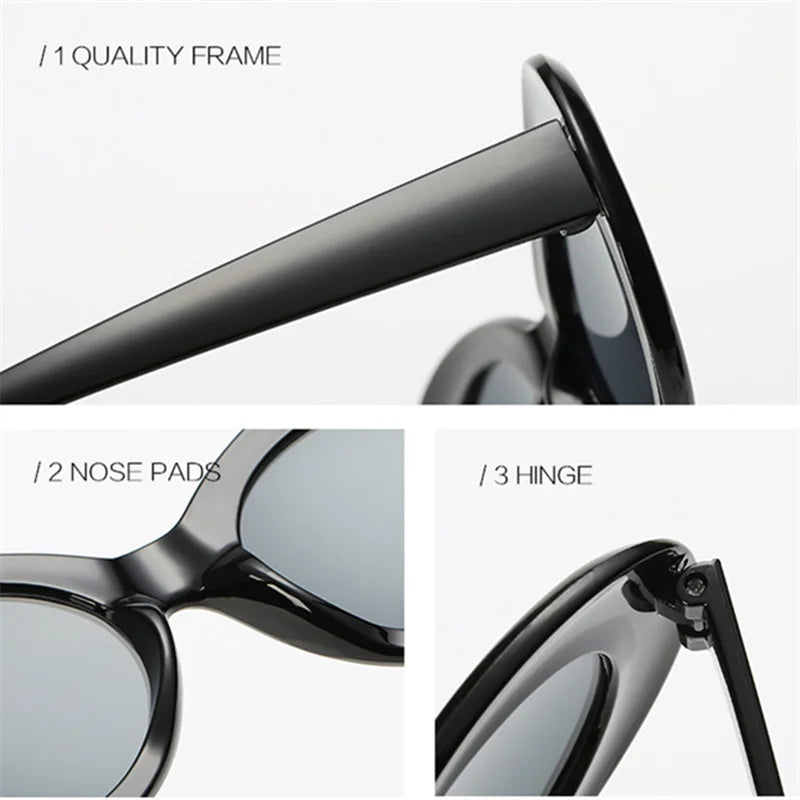 Sunglasses Men Women Vintage Oval Sun Glasses UV400 Retro Female Male White Black Sunglasses