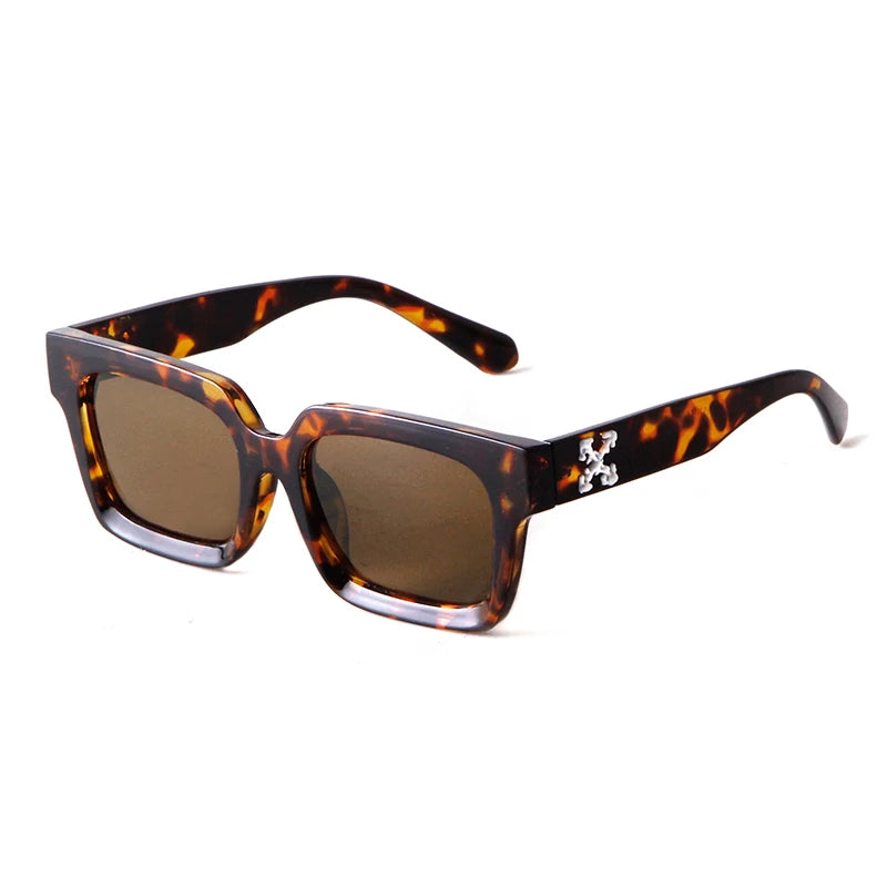 SORVINO Fashion Square Sunglasses Shades UV400 Leopard Brown Punk Colorful Sun Glasses Anti-blue Light Flat Glasses