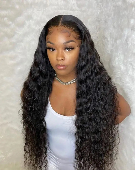 40 inch lace front Brazilian transparent pre-plucked curly wigs on sale Deep wave 13x6 hd lace frontal human hair wig for women