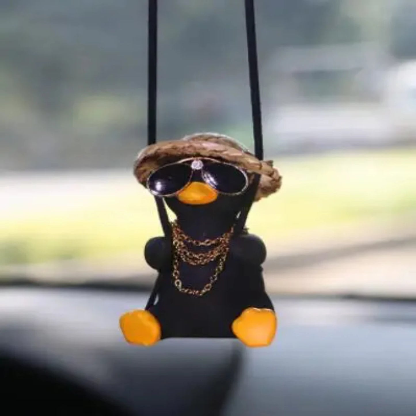 Playful and Adorable Fun Duck Car Charm Hanging Ornament - Coolity Swinging Design - 1pc of Cute Car Accessories for Teens