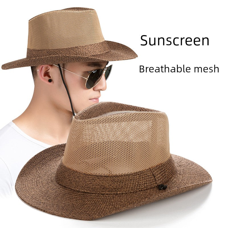 Sun Hat Men's Fishing Summer Outdoor Breathable Straw Hat