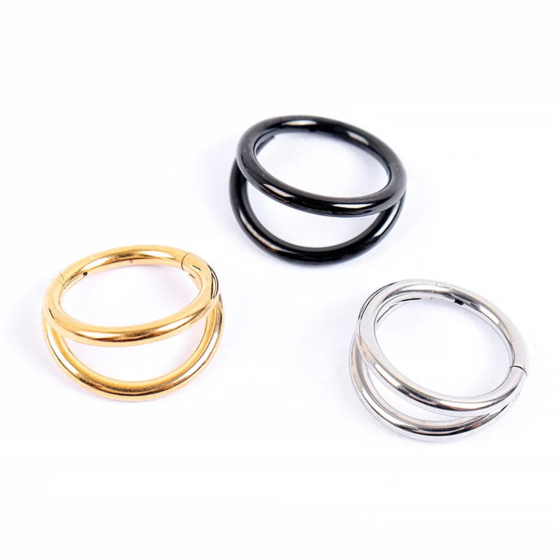 Nose Rings Hoops Double Septum Rings Cartilage Hoop for Women and Men