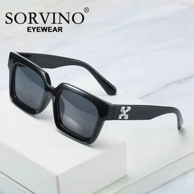 SORVINO Fashion Square Sunglasses Shades UV400 Leopard Brown Punk Colorful Sun Glasses Anti-blue Light Flat Glasses