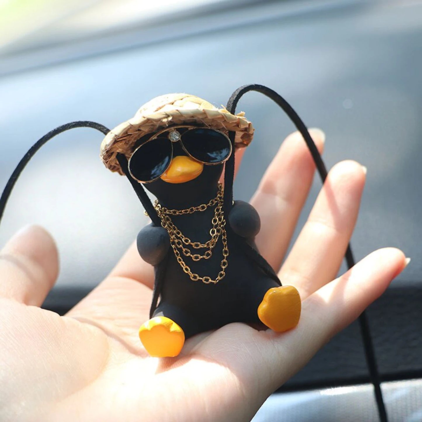 Playful and Adorable Fun Duck Car Charm Hanging Ornament - Coolity Swinging Design - 1pc of Cute Car Accessories for Teens