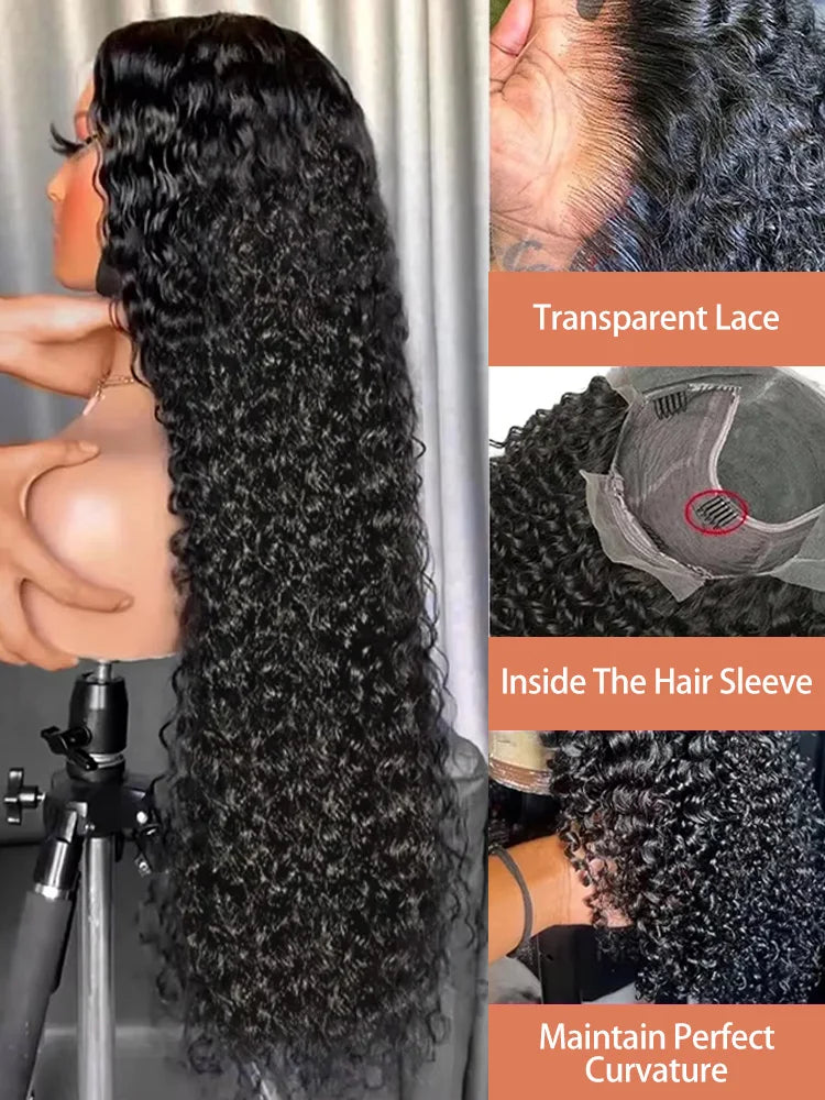 30 40 Inch 13x6 HD Lace Front Human Hair Wigs Deep Wave Transparent 13x4 Curly Lace Frontal Wig Glueless 5x5 Closure Brazilian