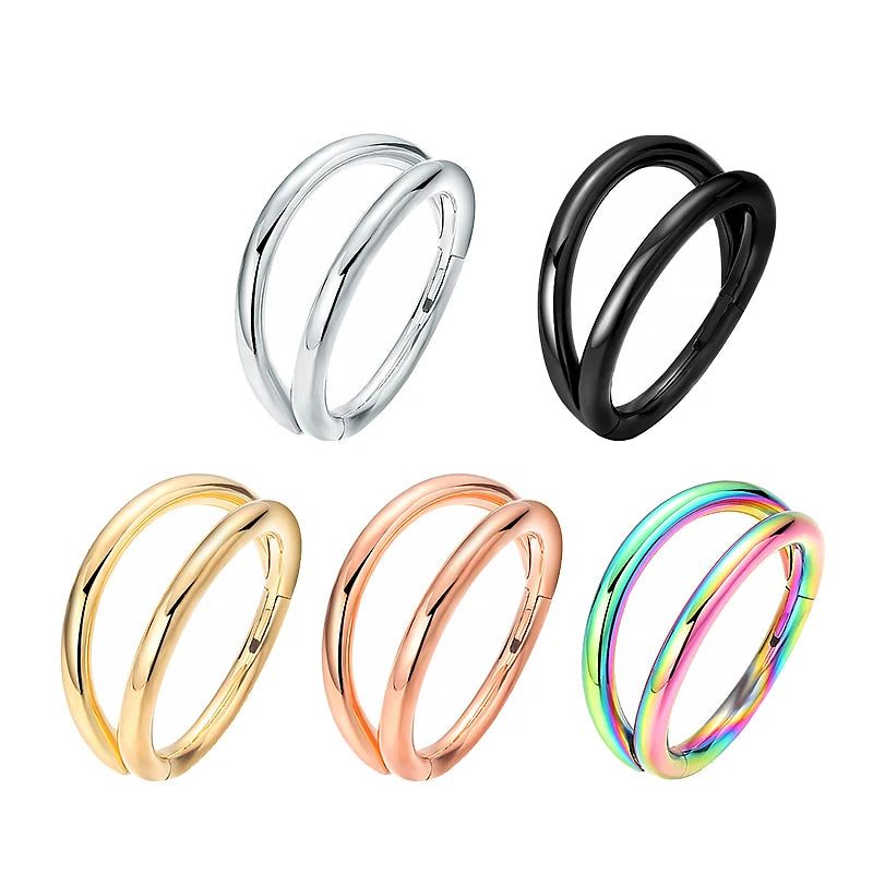 Nose Rings Hoops Double Septum Rings Cartilage Hoop for Women and Men