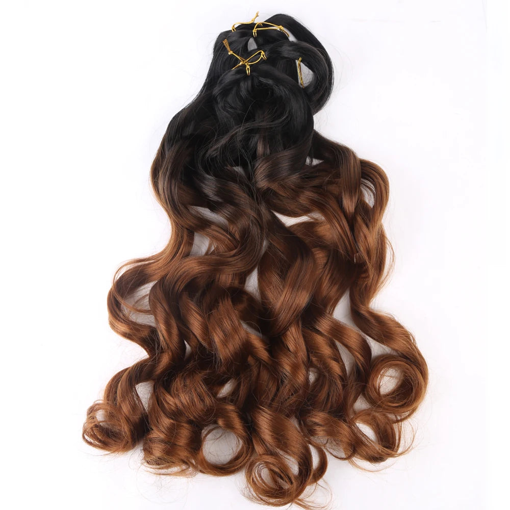 French Curly Crochet Braiding Hair Synthetic Loose Wave Ombre Braids Hair for Women  Spiral Curls Pre Stretched Hair Extensions