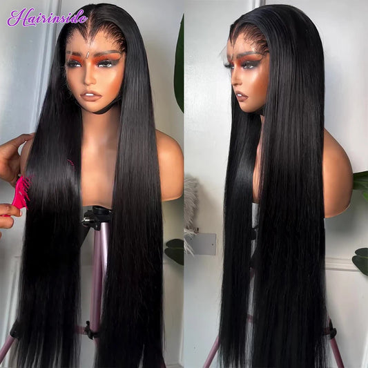 250% Pre Plucked  HD Bone Straight Lace Front Wigs 30 38 Inch 13x4 13x6 Frontal Human Hair 5x5 Closure Wig For Women