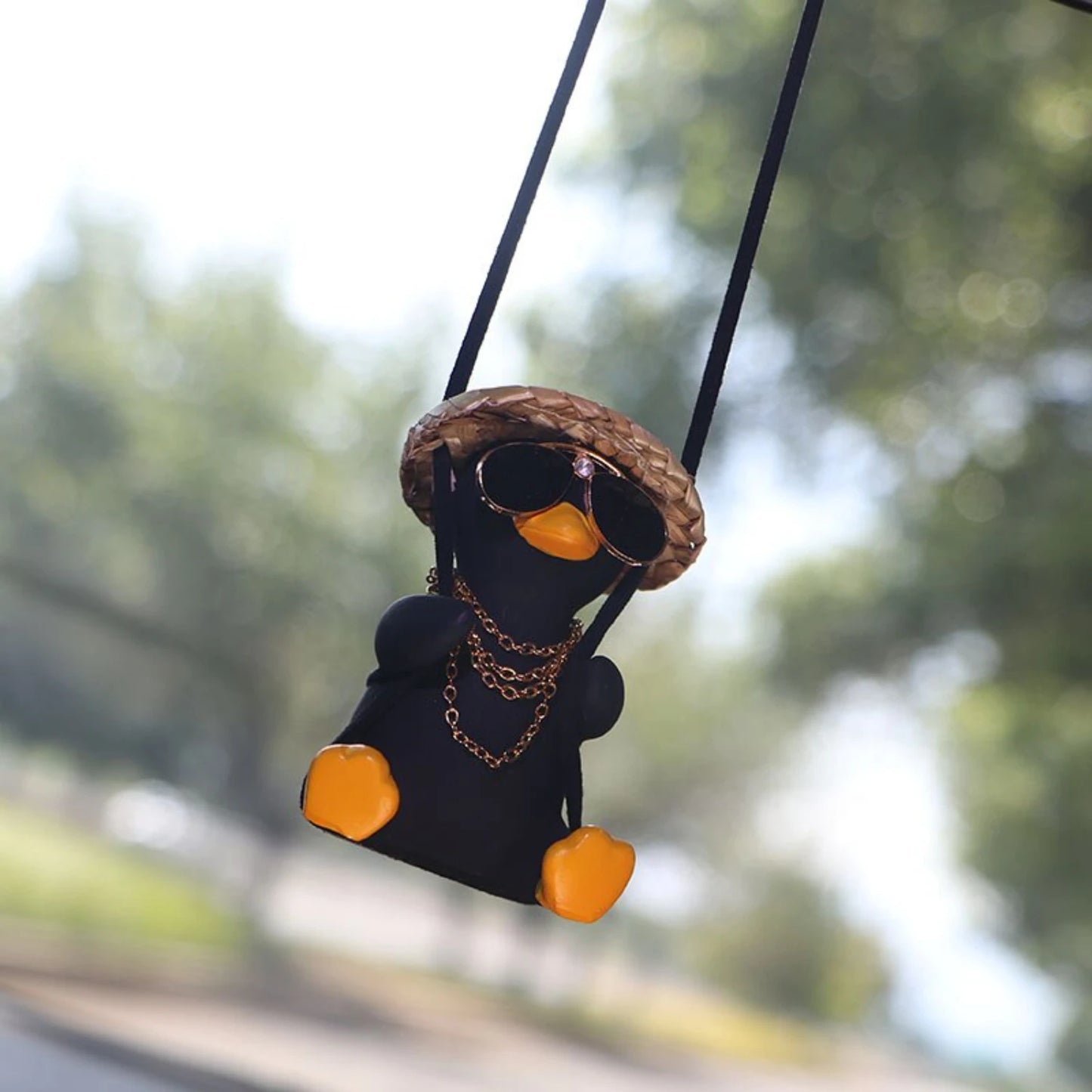 Playful and Adorable Fun Duck Car Charm Hanging Ornament - Coolity Swinging Design - 1pc of Cute Car Accessories for Teens