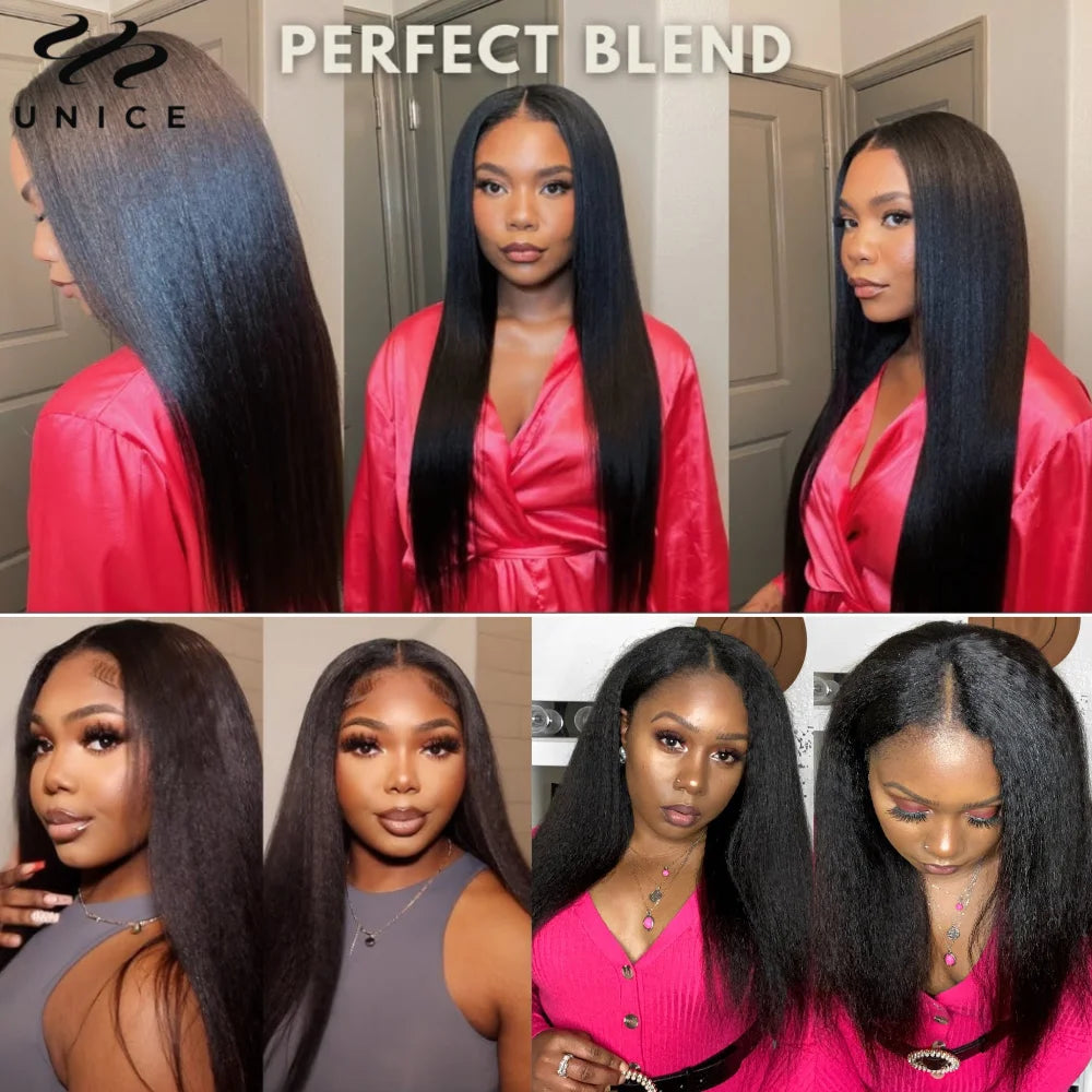 Hair Kinky Straight V Part Wig U Part Wig 100% Human Hair No Glue Minimal Leave Out Easy Contour V Part Wig With Drawstring