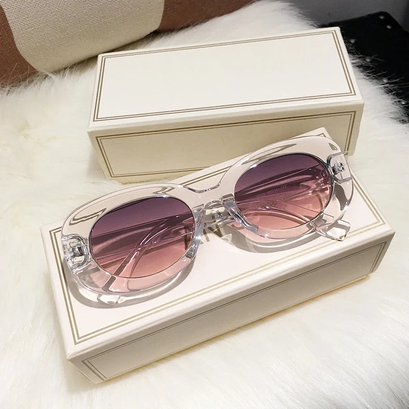 Luxury Sunglasses for Women Men Retro Vintage Sun Glasses Lovely Red Frame Trend Oval Shades Eyeglasses UV400