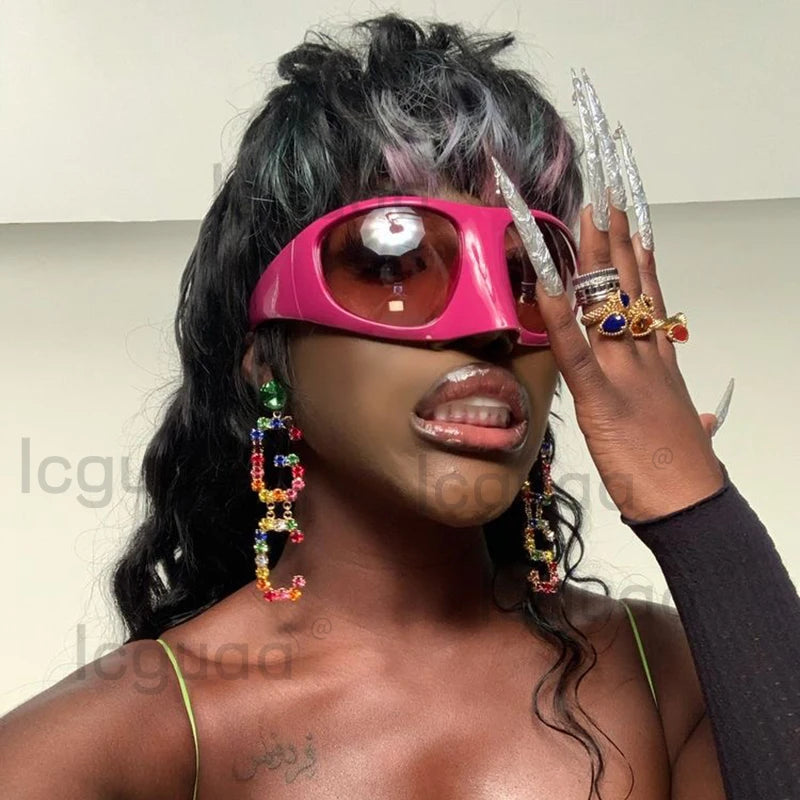 Oversized Luxury Brand Designer Nose Masked Sunglasses