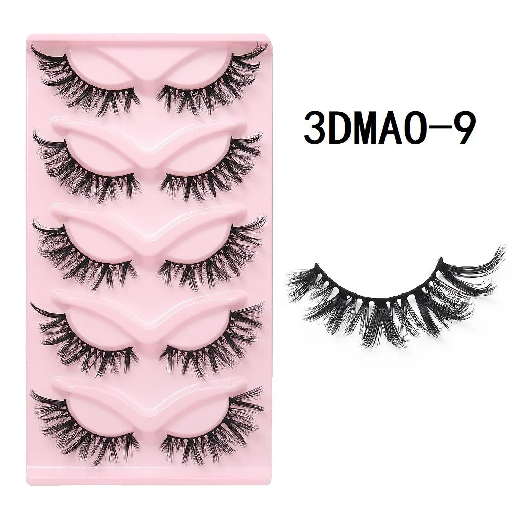 HBZGTLAD Cat eye Eyelashes 3D Natural False Lashes Fluffy Soft Cross 5 pairs Manga Lashes Wispy Natural Eyelash Extension Makeup