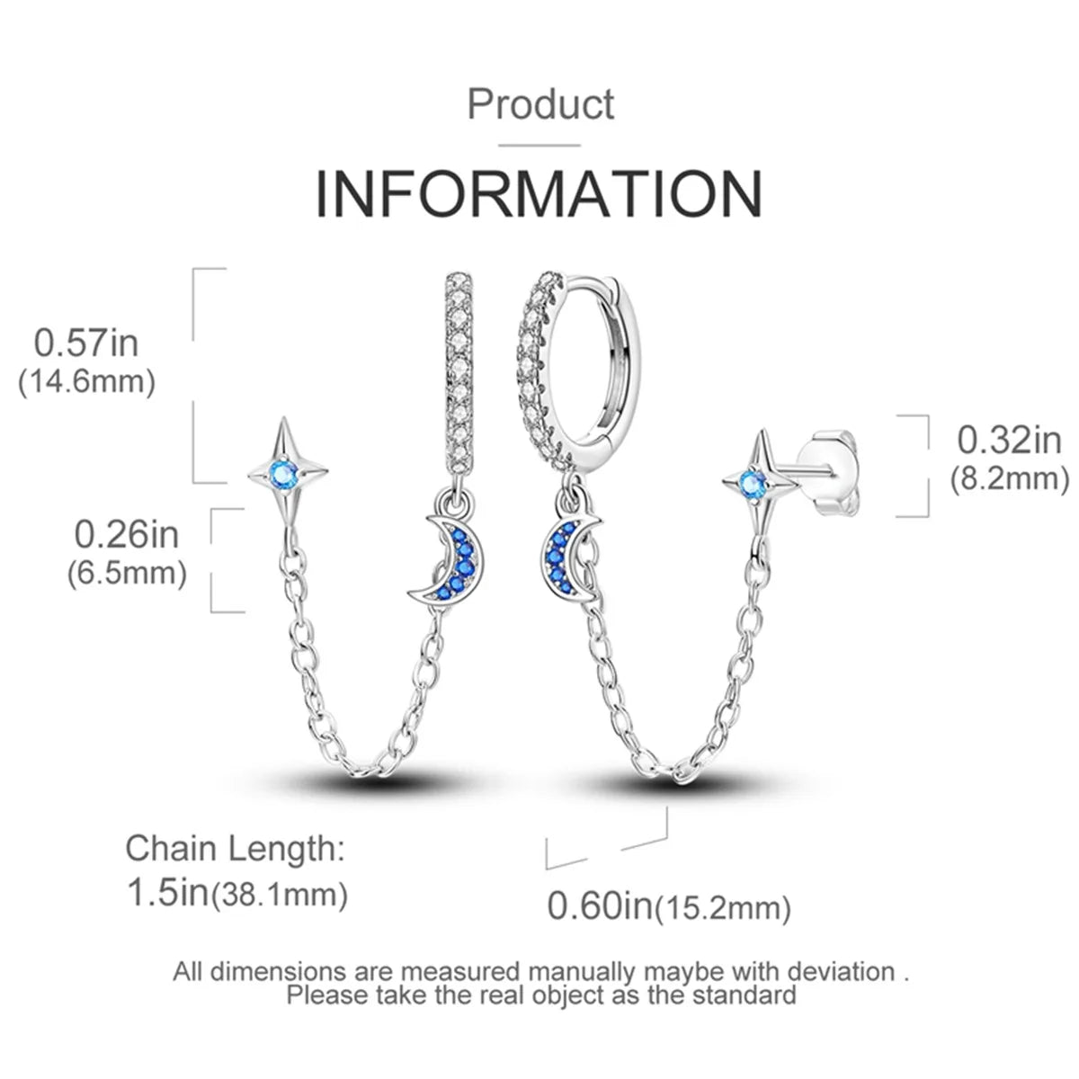 925 Sterling Silver Star Moon Starry Sky Series Drop Earrings For Woman Fashion Party Fine Gifts Elegant Jewelry Accessories