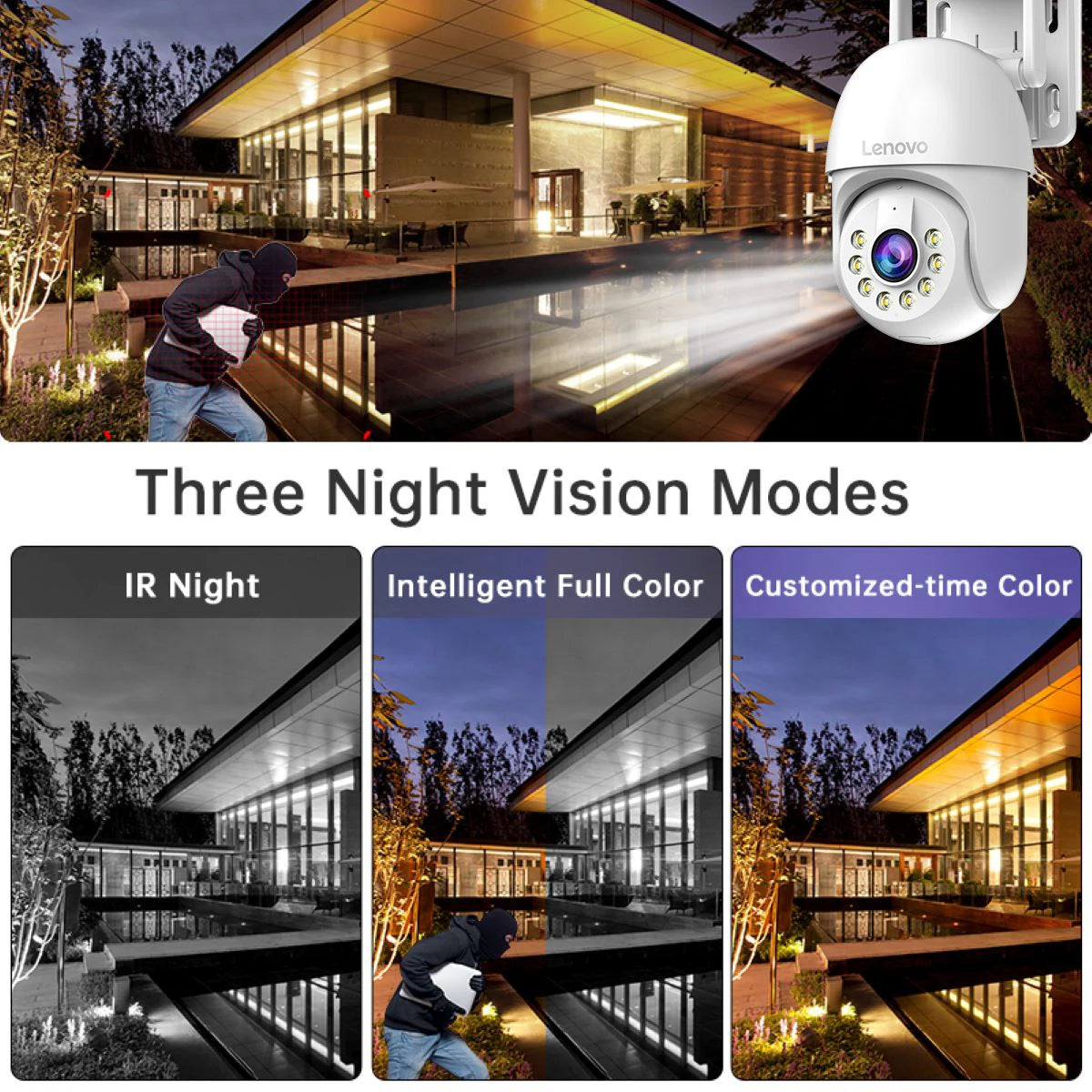 Lenovo 3MP 5MP PTZ WIFI IP Camera Audio CCTV Surveillance Smart Home Outdoor 4X Digital Zoom Color Night vision Waterproof