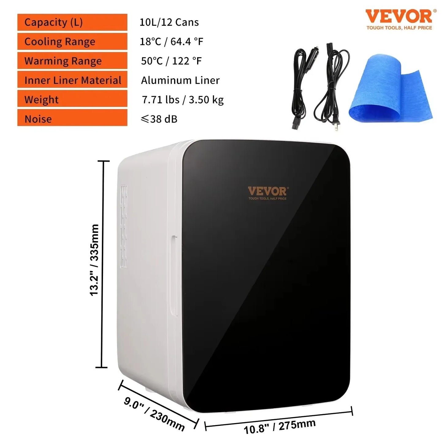 VEVOR 10L Car Refrigerator Mini Portable Skincare Fridge Cooling Freezer Food Drink Storage Box Container for Home Car Bar Use