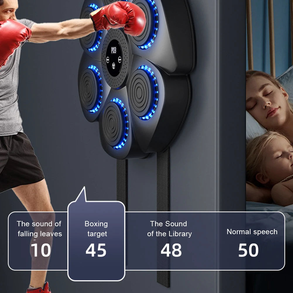 Music Boxing Machine Boxing Reaction Wall Target Adjustable Smart Bluetooth Boxing Machine Wall Mounted Gym Machine Equipment