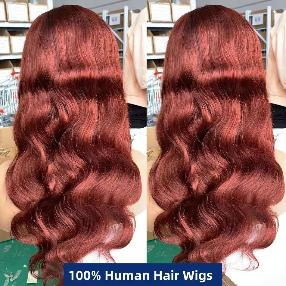 30 32 Inch Brazilian Reddish Brown 13x4 13x6 HD Lace Front Wigs Human Hair Body Wave 250% Colored Lace Frontal Wig For Women