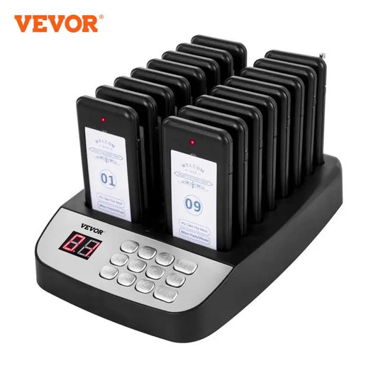 VEVOR Wireless Restaurant Buzzer Pager 10-20 Coasters Paging Guest Calling Queuing System Touch Screen for Coffee Dessert Shop