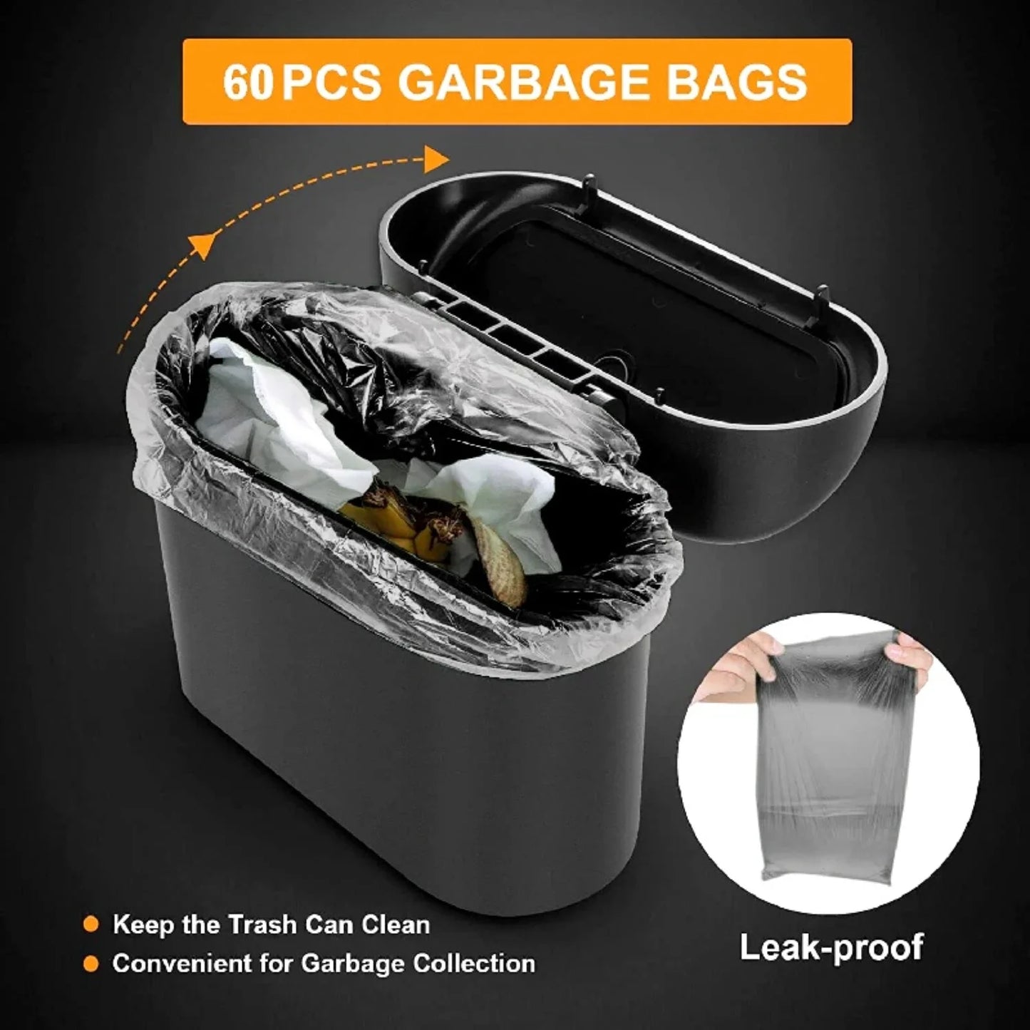 Leak-proof and Compact Mini Car Trash Can with Secure Lid - Complete Auto Accessory Set for Clean and Tidy Vehicles - Includes 2