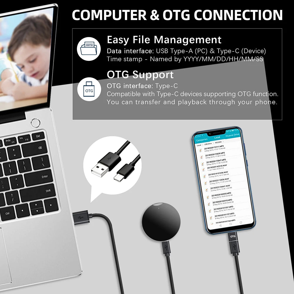 16G 32G Mini Voice Recorder Pendant HD Noise Reduction Voice Activated Professional Dictaphone Digital Audio Voice Recorder