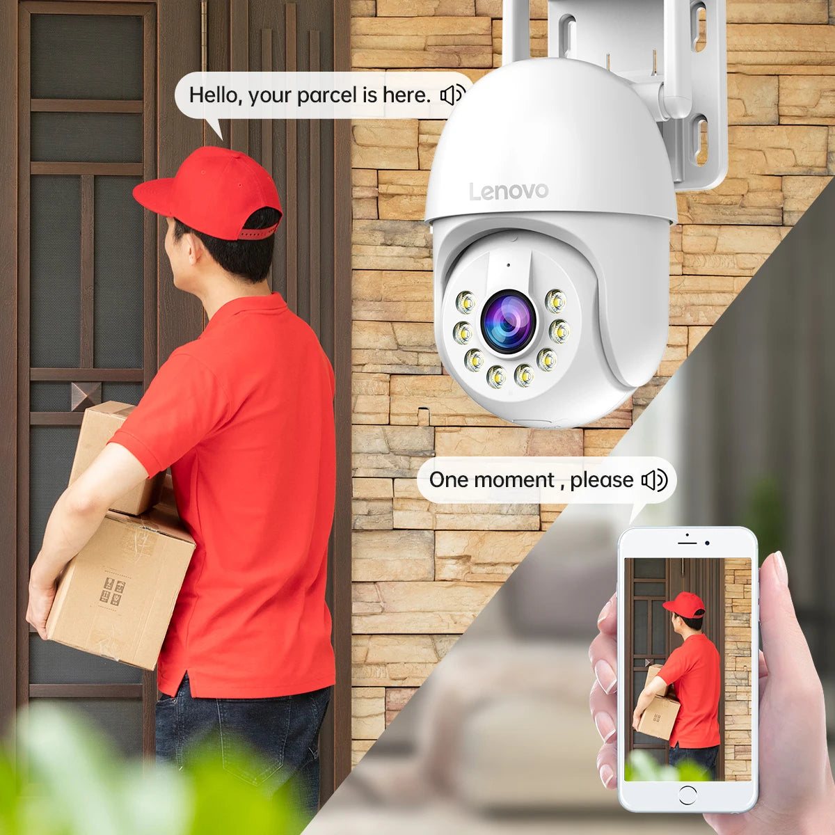 Lenovo 3MP 5MP PTZ WIFI IP Camera Audio CCTV Surveillance Smart Home Outdoor 4X Digital Zoom Color Night vision Waterproof