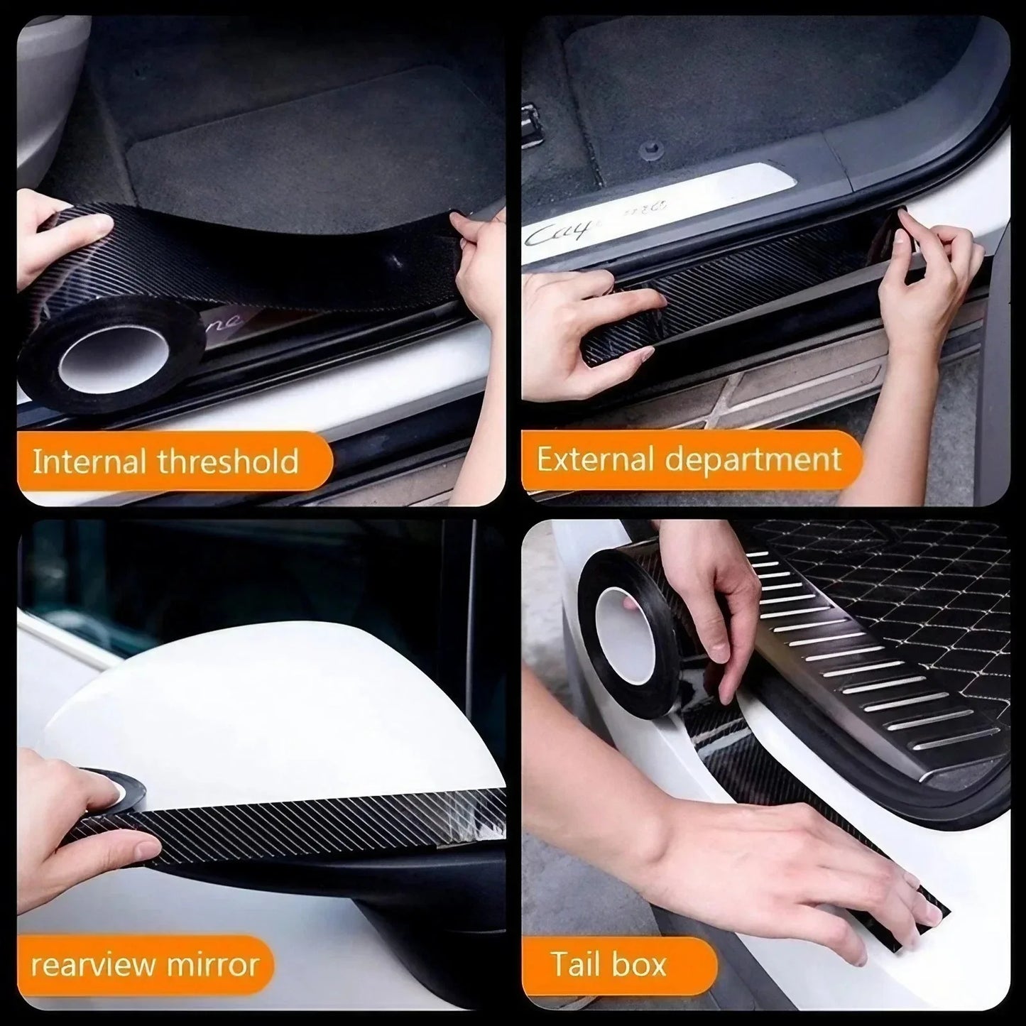 3D Carbon Fiber Film Sticker for Car Window B C Pillar - 3/5/7/10cm * 300cm, Decoration Cover, Automotive Styling