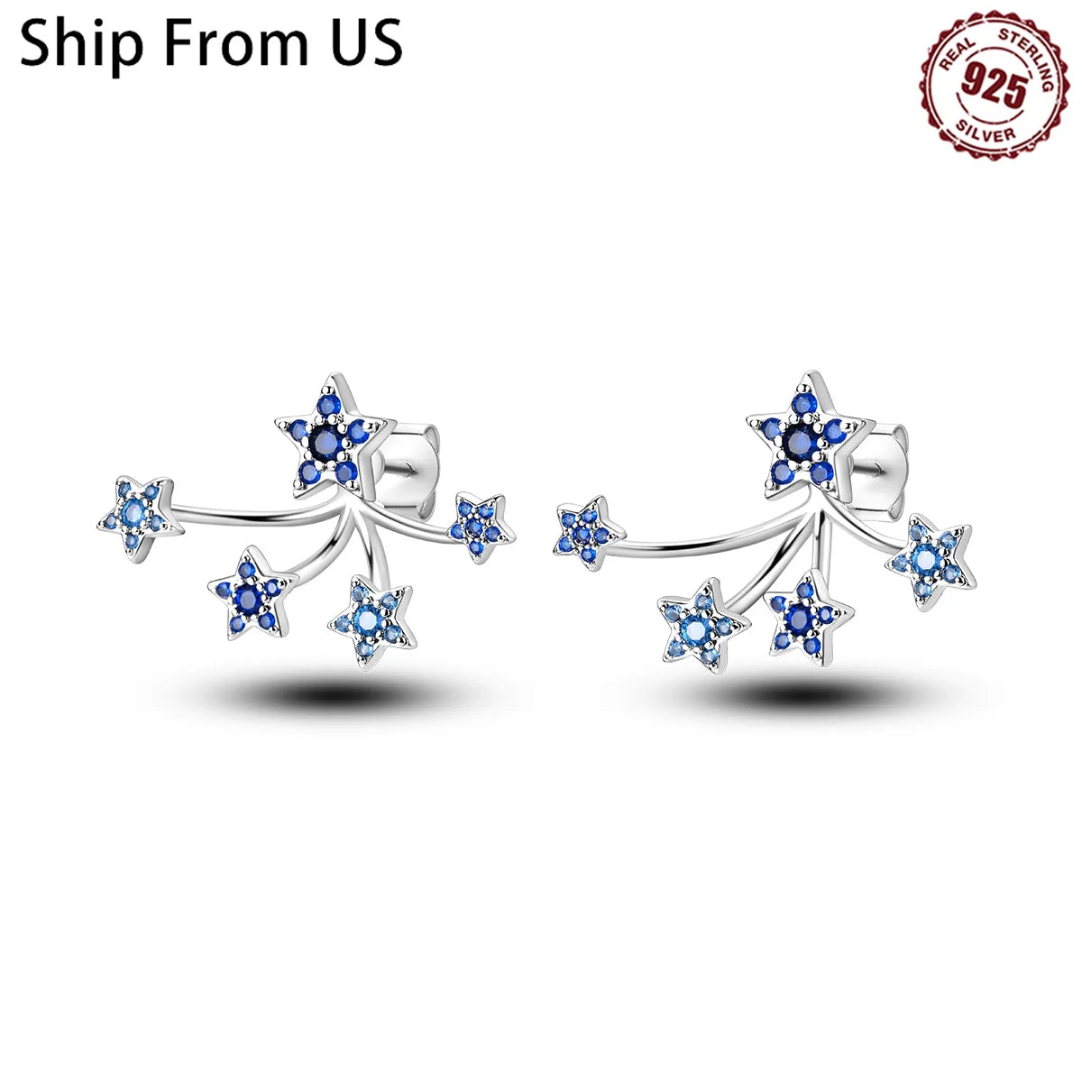 925 Sterling Silver Fashion Starry Series Stud Earring Zircon For Women Exquisite Daily Wear Jewelry Accessories Birthday Gifts