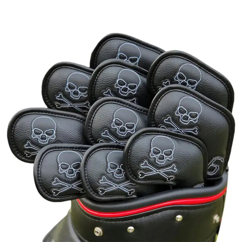 10 PCS Golf Clubs Iron Head Covers Fur Lining PU Skulls Golfs Putter Protector Cover 4/5/6/7/8/9/P/S/A/X Golf Club Headcover