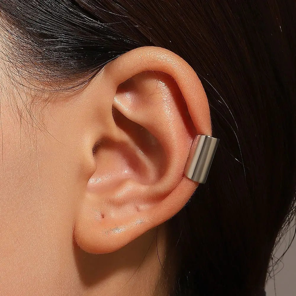 1Pc Ear Clip Men Women Stainless Steel Round Hoop Cuff Clip Earring Cuff Earrings Unisex Fashion Earrings