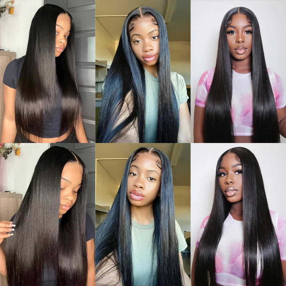 30 36 40 inch Straight Human Hair Bundles With Closure Brazilian Raw Hair Weaving Bundles With 2x6 Deep Part Closure and Bundles