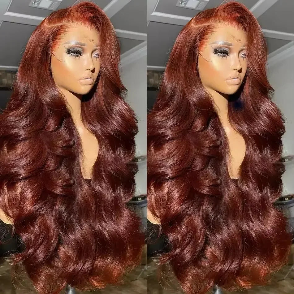 30 32 Inch Brazilian Reddish Brown 13x4 13x6 HD Lace Front Wigs Human Hair Body Wave 250% Colored Lace Frontal Wig For Women