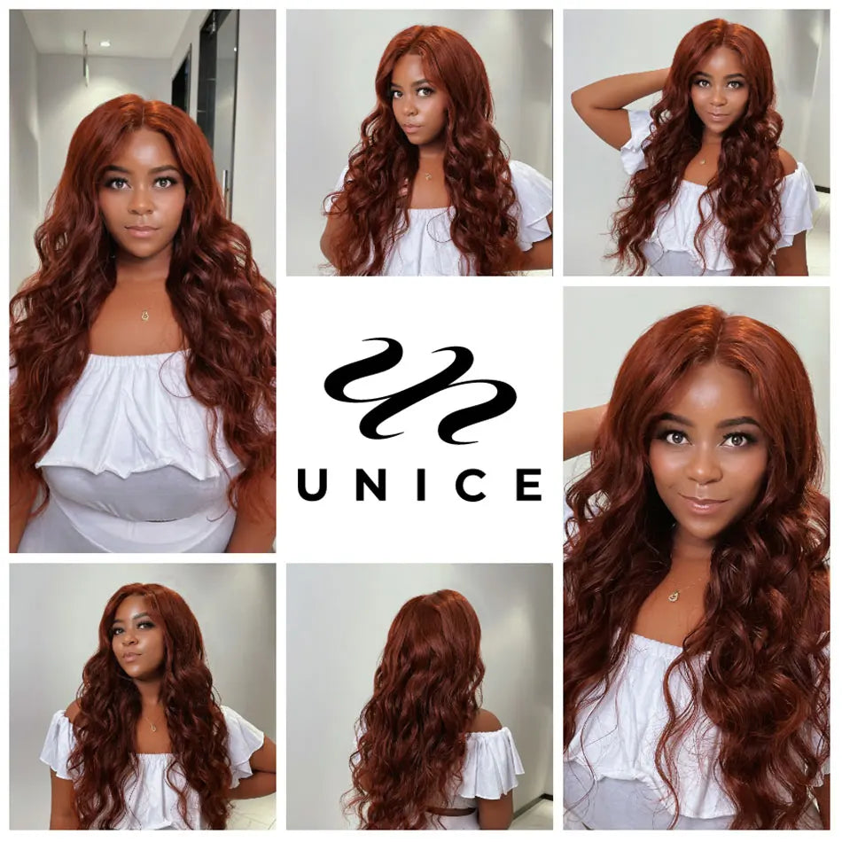 Reddish Brown Body Wave Human Hair Bundles With Closure 100% Human Hair 3/4 Bundles with 4x4 Lace Closure 250% Lace Wig