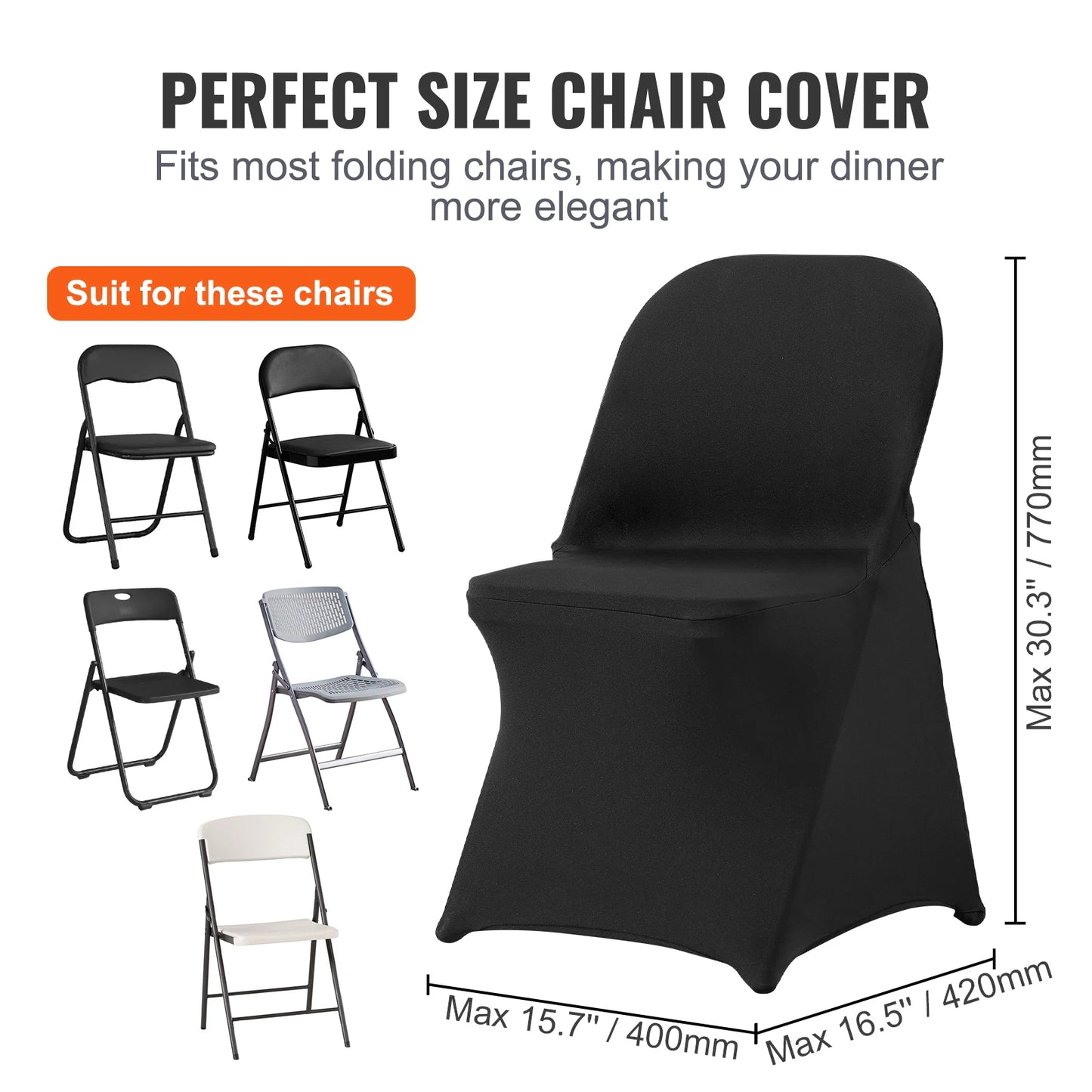 VEVOR 30/50/100pcs Stretch Spandex Folding Chair Covers Universal Fitted Chair Cover Removable Washable Protective Slipcovers