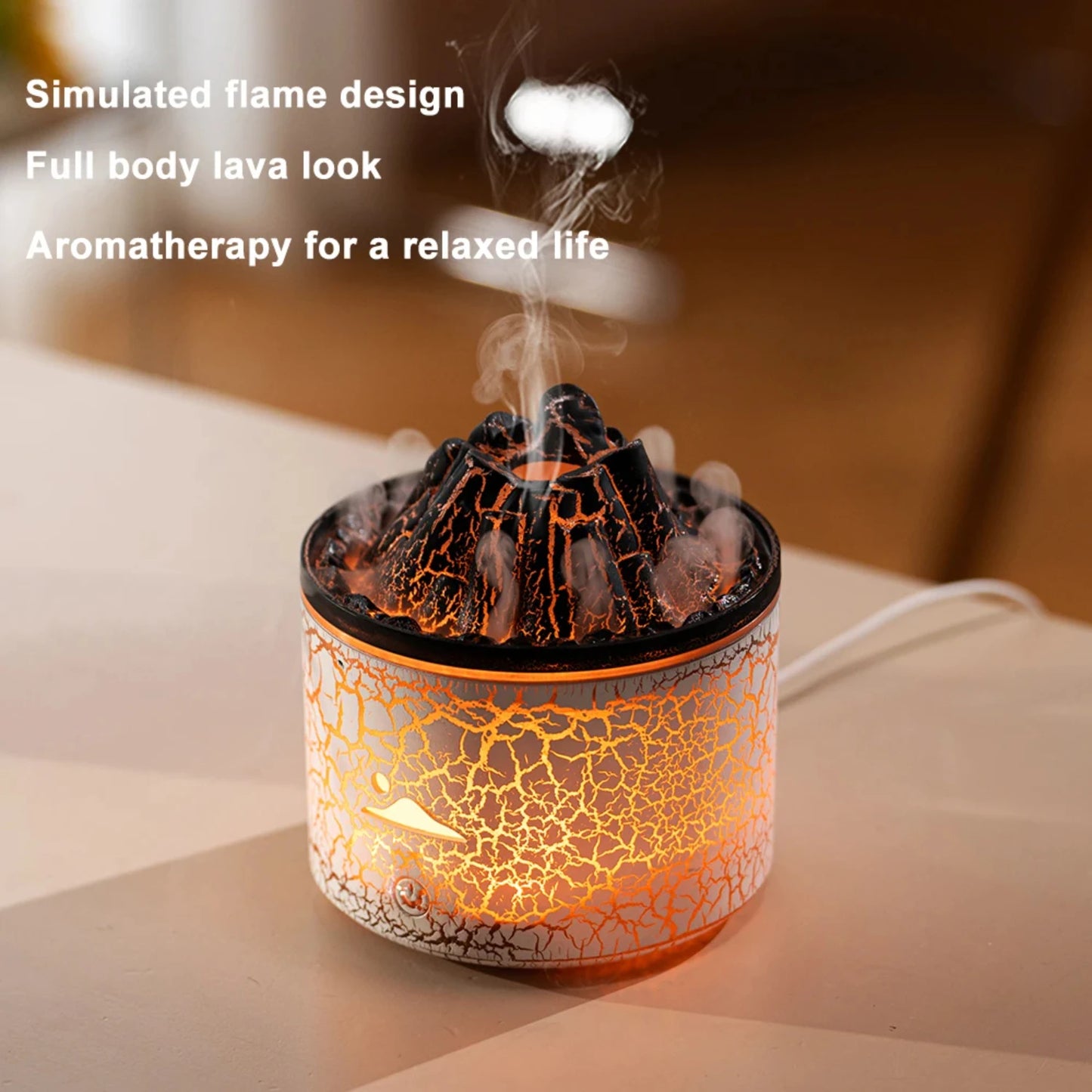 New Elegant, stylish, and compact 180ml Mini Volcanic Flame Essential Oils Diffuser Air Purifier Humidifier for Bedroom